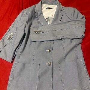 Women's Striped Blazer - Blue